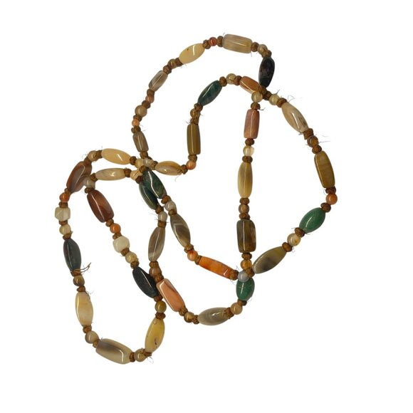 Vintage Multi-Stone Boho Necklace With Agate & Chalcedony Beads - Picture 7 of 10